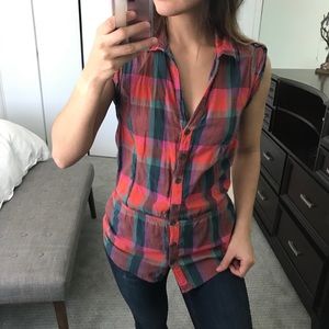 F21 sleeveless flannel